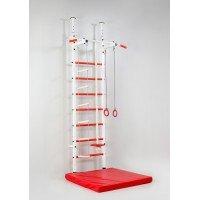 Детская шведская стенка СТ ЮНИС red с навесным детским турничком ТМ Ладас